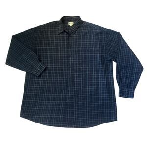 Haggar Clothing Dark Blue Check Button-Down Mens Size XLT